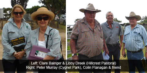 Clare Bainger & Libby Dreek (Hillcrest Pastoral). Peter Murray (Cygnet Park), Colin Flanagan & friend.